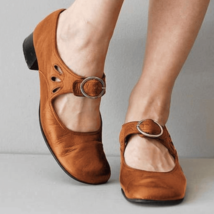 Evie | Stylish Mary Jane Vegan Leather Sandals With Low Heel