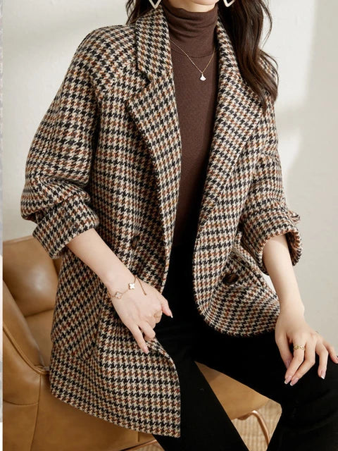 Cordelia | Elegant Houndstooth Oversized Blazer Women