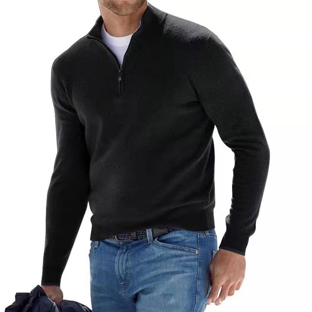 Thomas | Stylish Quarter-Zip V-Neck Pullover Sweater For Men