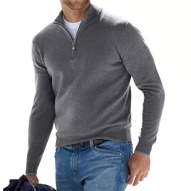 Aiden | Elegant Men's Quarter Zip Pullover Sweater