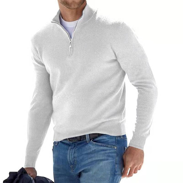 Aiden | Elegant Men's Quarter Zip Pullover Sweater