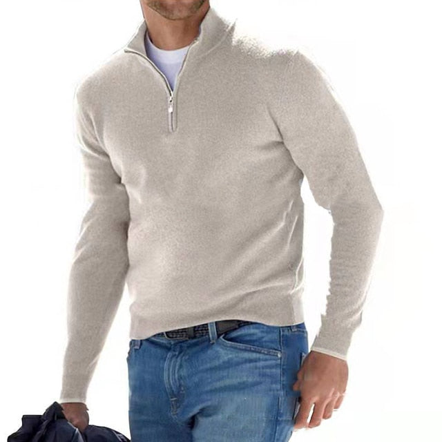 Aiden | Elegant Men's Quarter Zip Pullover Sweater
