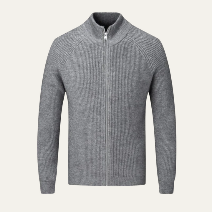 Freya | Elegant Merino Wool Zip-Up Cardigan Men's Knitwear