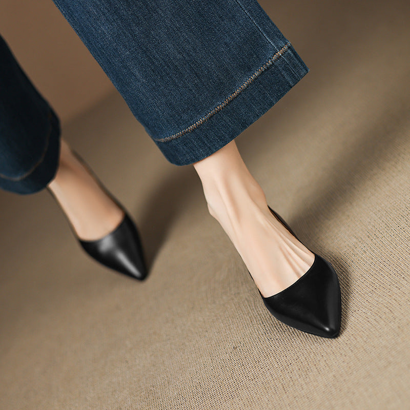 Irella | Elegant Pointed Toe Genuine Leather Flats