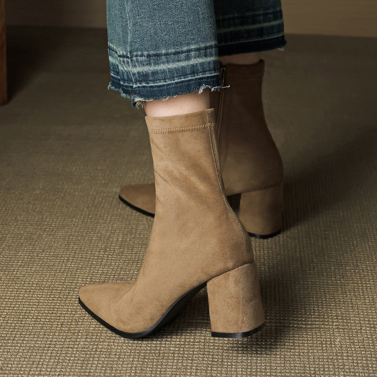Rosanna | Chic Brown Suede Ankle Boots With Block Heel