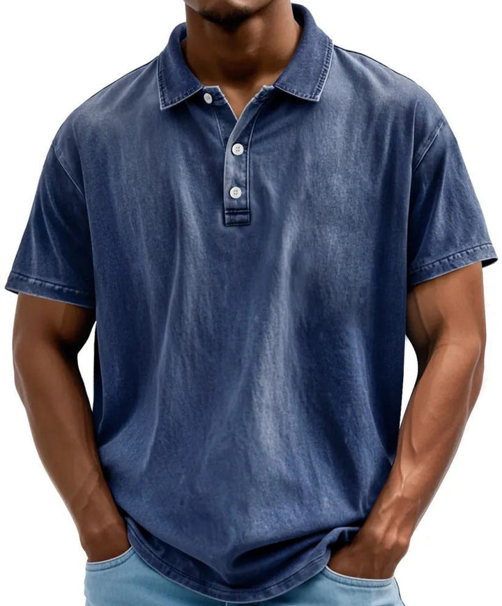 Phoebe | Stylish Men's Washed Vintage Polo Shirt With Short Sleeves