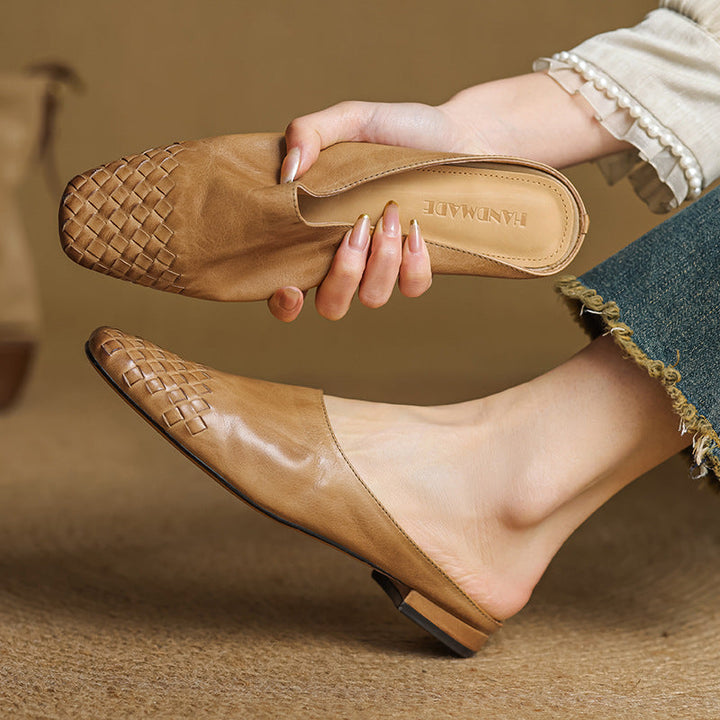 Penelope | Chic Woven Leather Mules With Slip-On Comfort