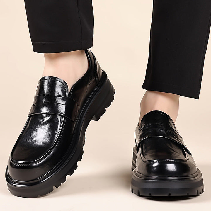 Men's Loafers – Leather Slip-On – Penny Strap – Moc Toe – Comfort Sole