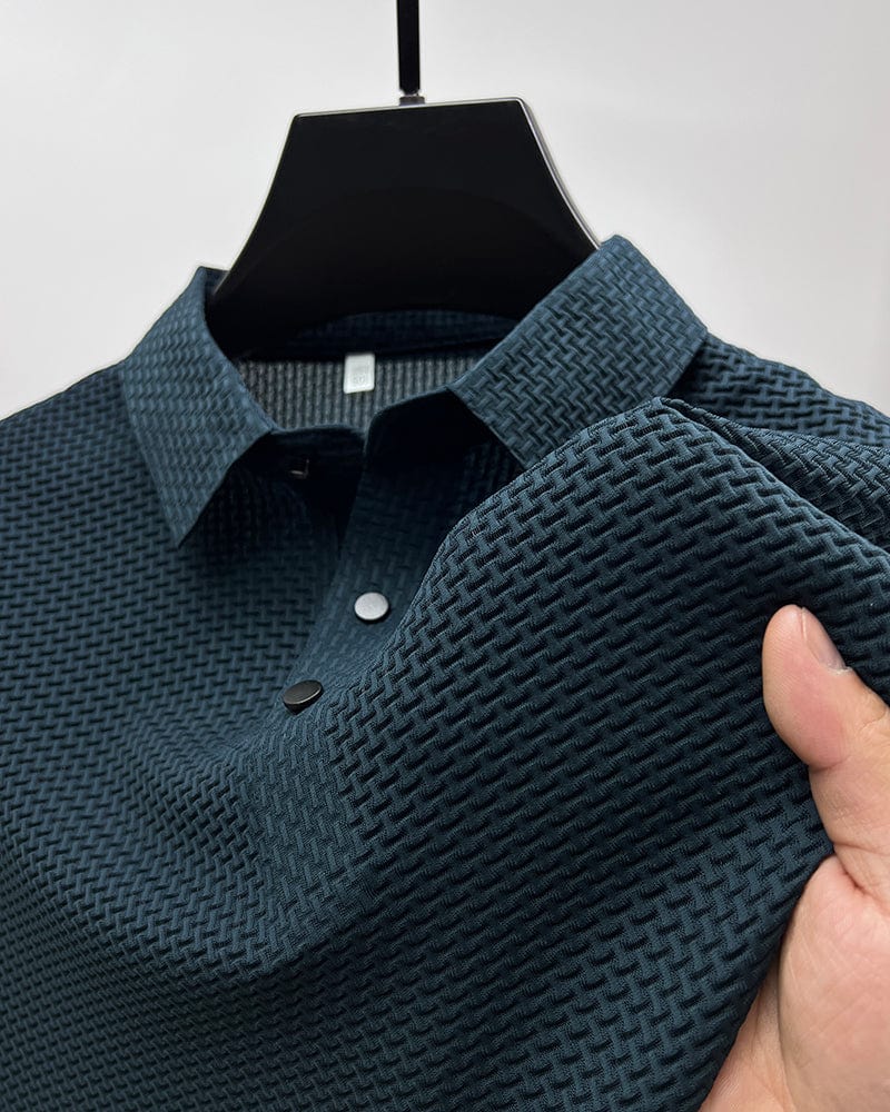 Willow | Elegant Textured Polo Shirt With Mesh Details