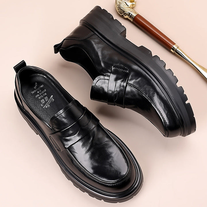 Men's Loafers – Leather Slip-On – Penny Strap – Moc Toe – Comfort Sole