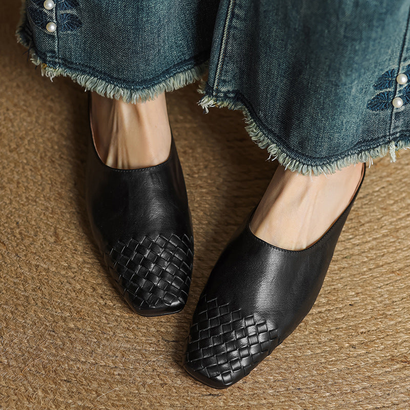 Penelope | Chic Woven Leather Mules With Slip-On Comfort