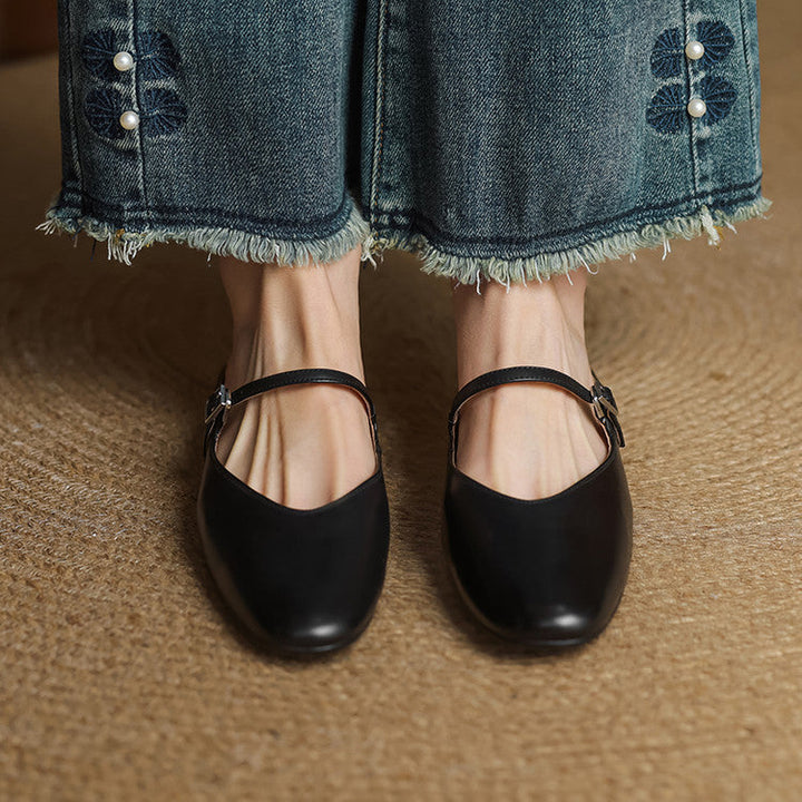 Merisa | Elegant Brown Leather Mary Jane Mules With Cushioned Insole