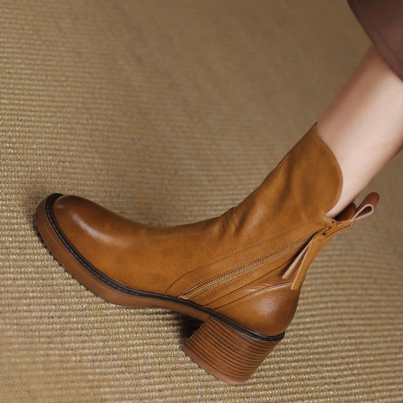 Stella | Sleek Double-Zip Block Heel Ankle Boots