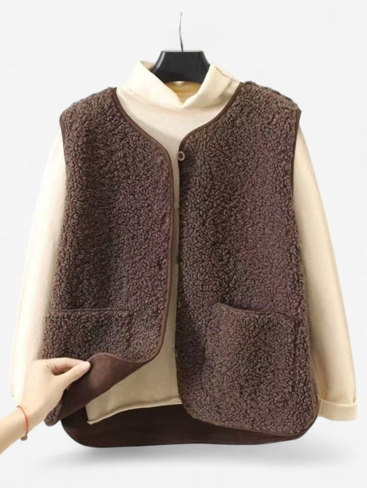 Felicity | Chic Sherpa Fleece Button Down Sleeveless Vest