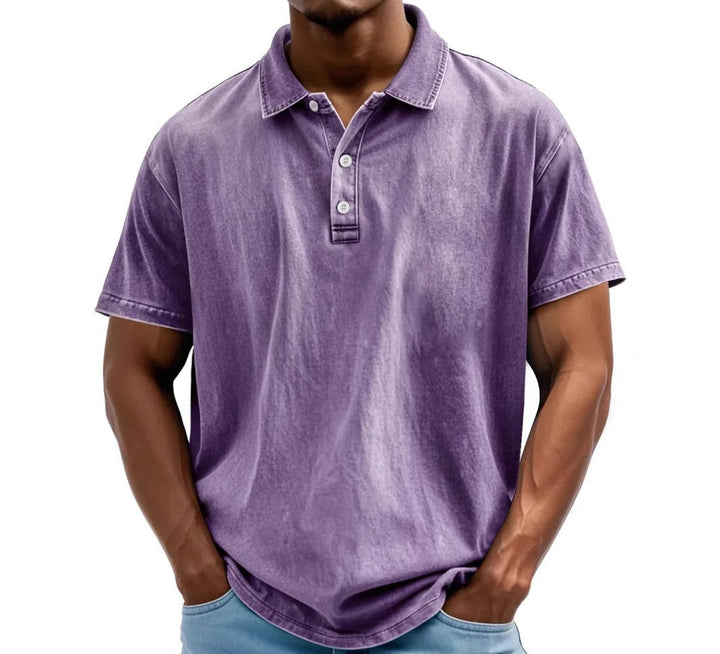 Phoebe | Stylish Men's Washed Vintage Polo Shirt With Short Sleeves