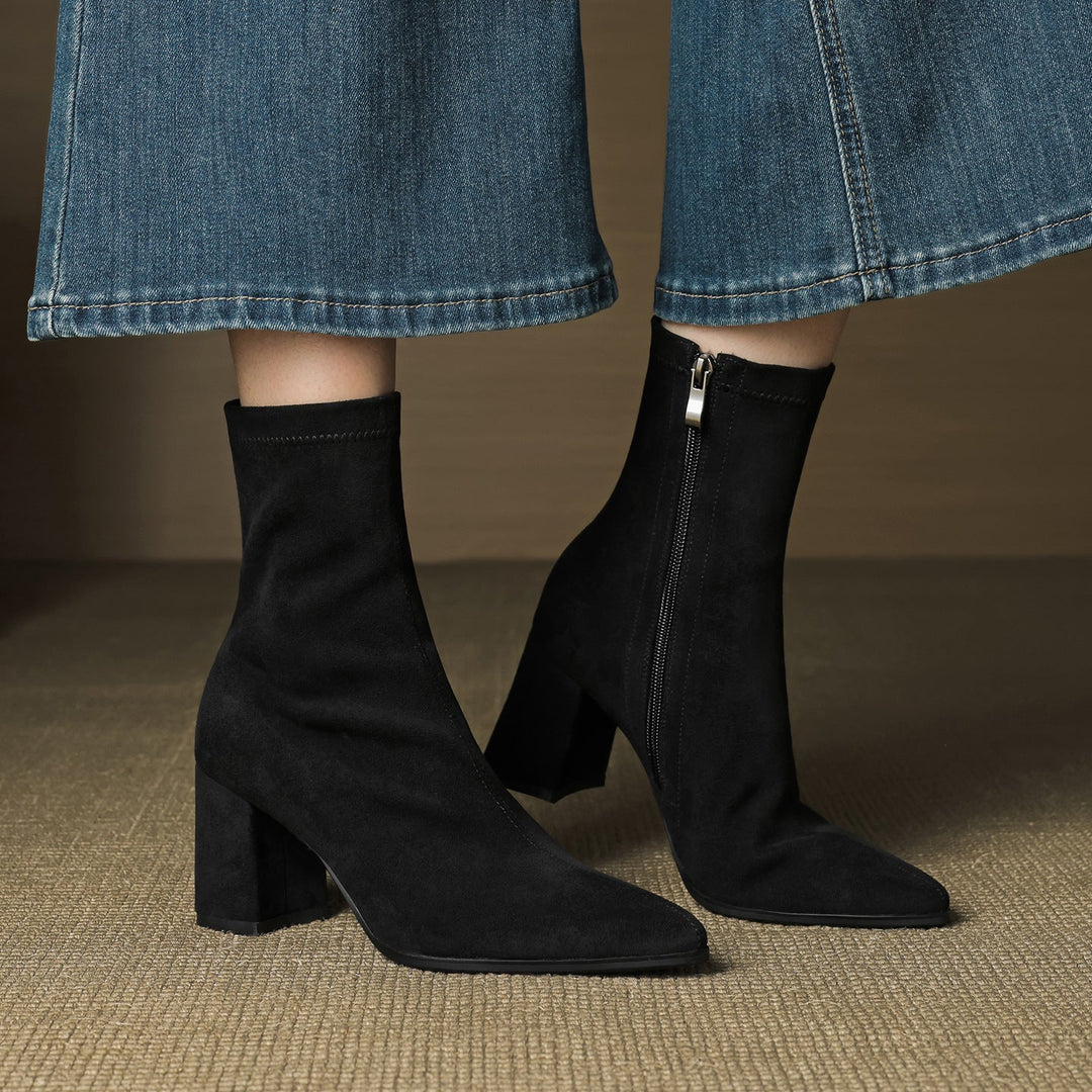 Alora | Stylish Brown Suede Block Heel Ankle Boots