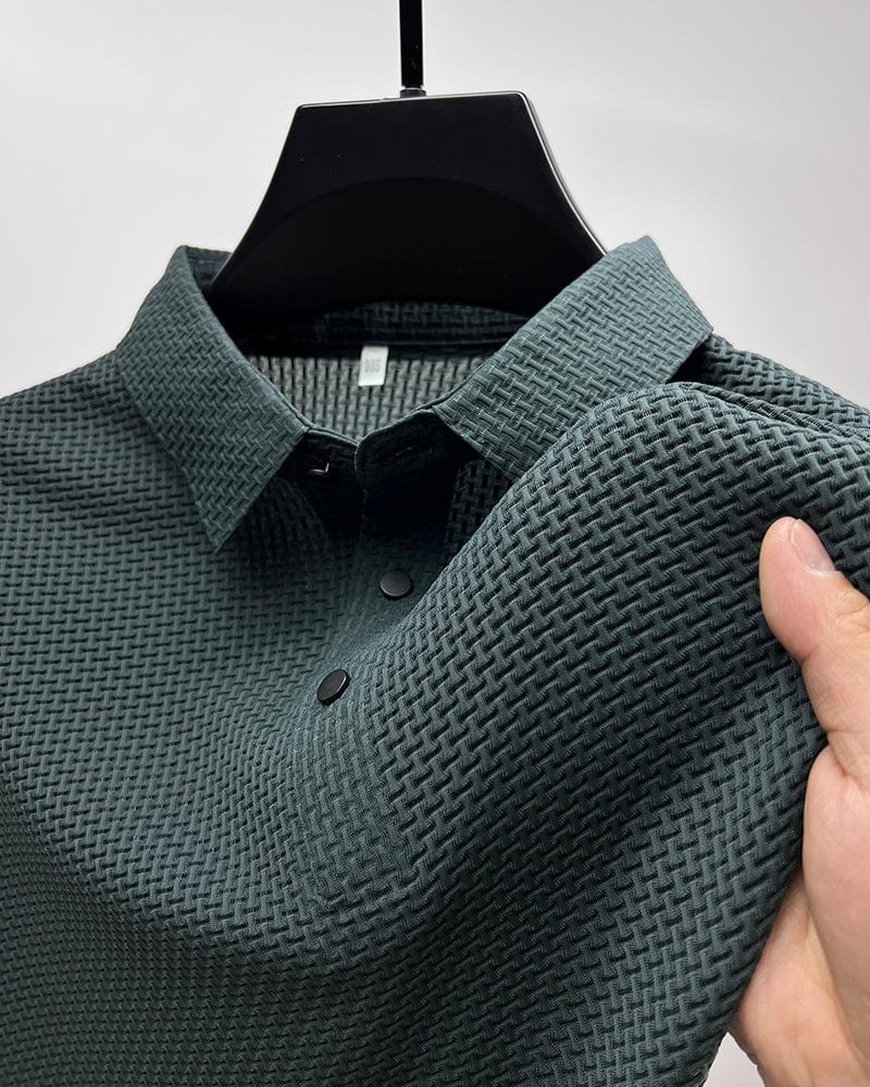 Willow | Elegant Textured Polo Shirt With Mesh Details