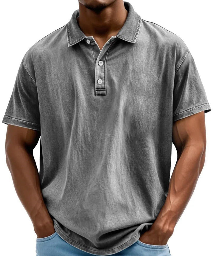 Phoebe | Stylish Men's Washed Vintage Polo Shirt With Short Sleeves