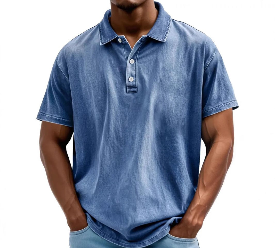 Phoebe | Stylish Men's Washed Vintage Polo Shirt With Short Sleeves