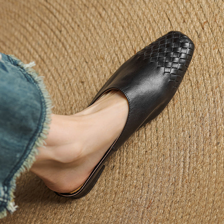 Penelope | Chic Woven Leather Mules With Slip-On Comfort