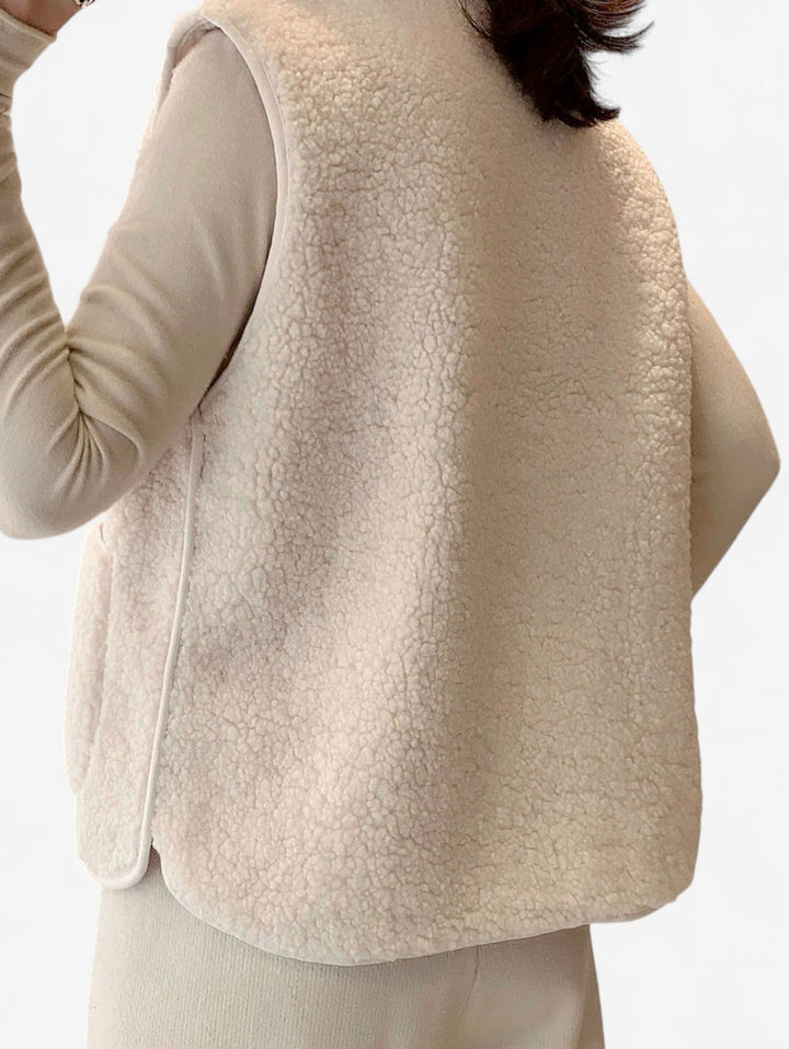 Felicity | Chic Sherpa Fleece Button Down Sleeveless Vest