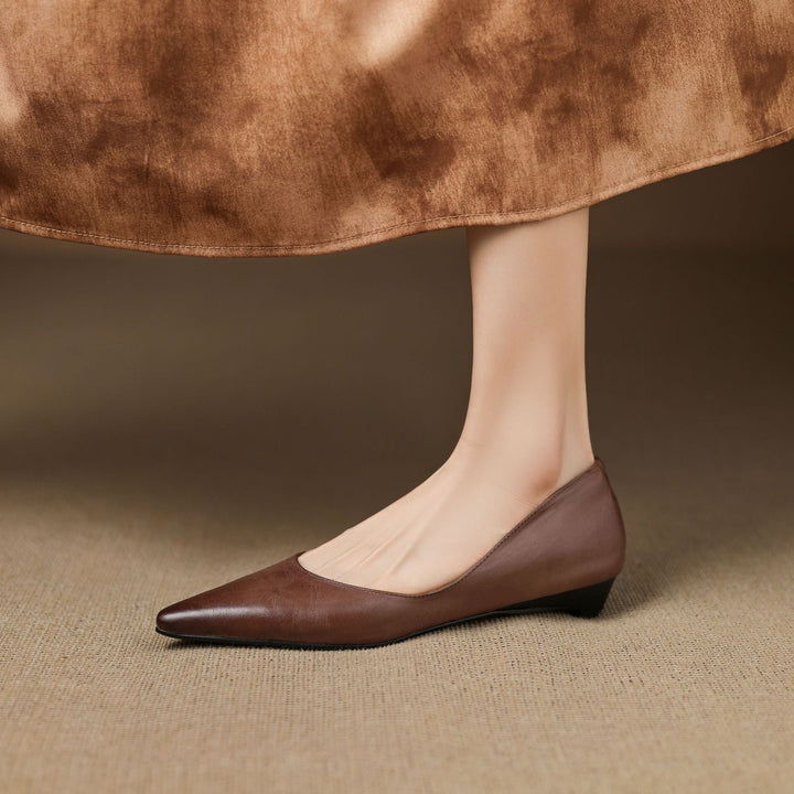 Irella | Elegant Pointed Toe Genuine Leather Flats