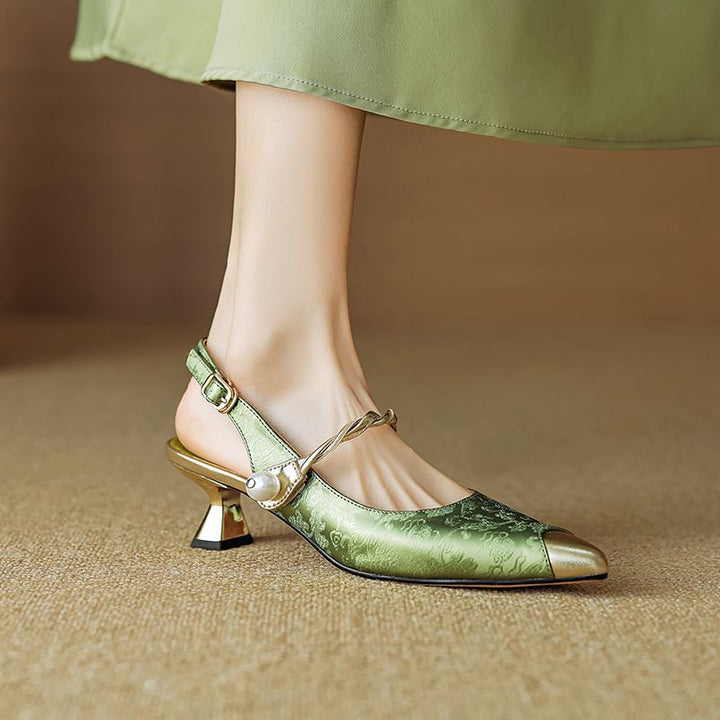 Savana | Elegant Pearl Accent Pointed Toe Kitten Heels