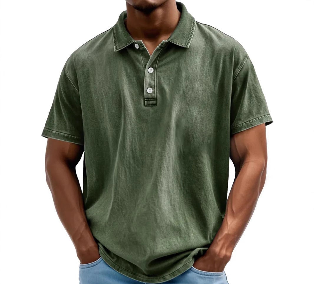 Phoebe | Stylish Men's Washed Vintage Polo Shirt With Short Sleeves