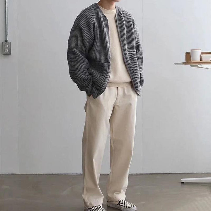 Lorenzo | Oversized Ribbed Open Front Cardigan For Men