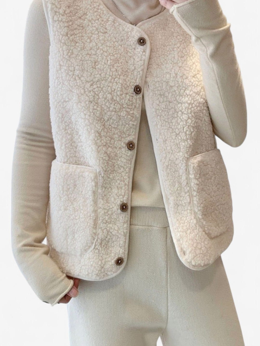 Felicity | Chic Sherpa Fleece Button Down Sleeveless Vest