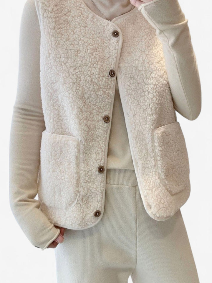 Felicity | Chic Sherpa Fleece Button Down Sleeveless Vest