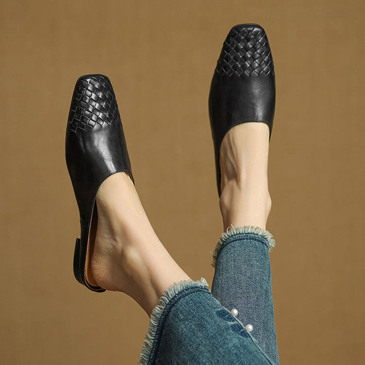 Penelope | Chic Woven Leather Mules With Slip-On Comfort