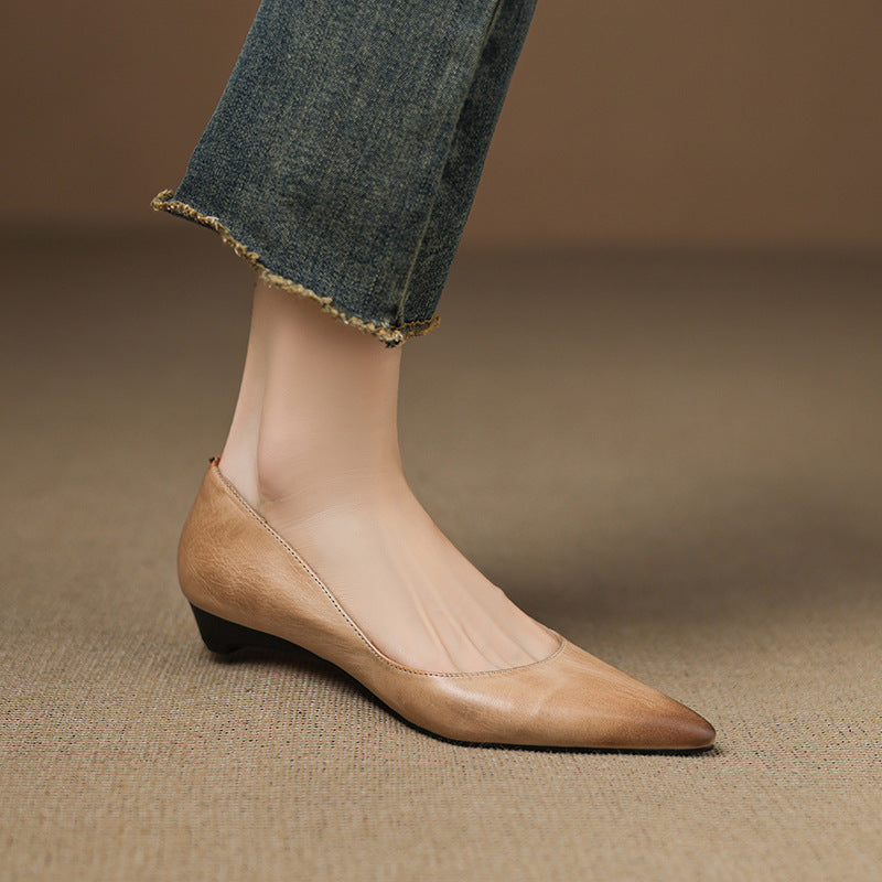 Irella | Chic Pointed Toe Genuine Leather Flats