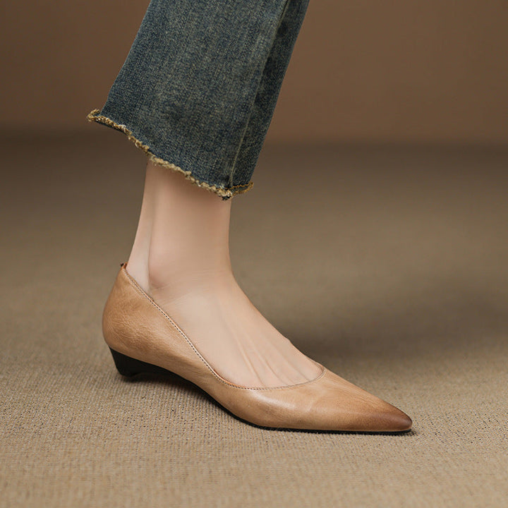 Irella | Chic Pointed Toe Genuine Leather Flats