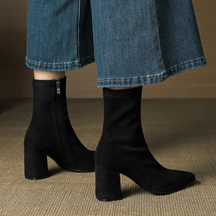 Alora | Stylish Brown Suede Block Heel Ankle Boots