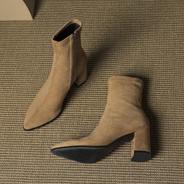 Alora | Stylish Brown Suede Block Heel Ankle Boots