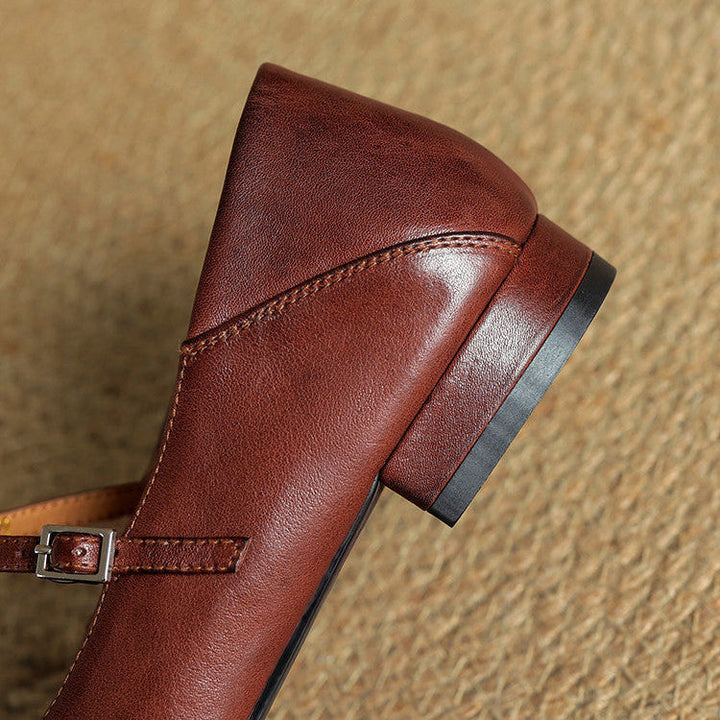 Eloise | Elegant Genuine Leather T-Strap Mary Jane Flats