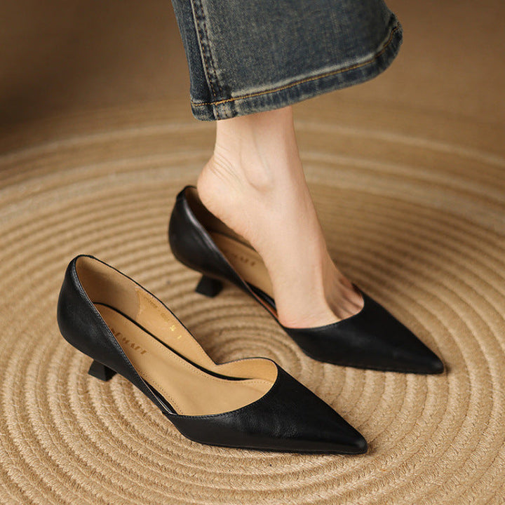 Cordelia | Elegant Pointed Toe Kitten Heels In Genuine Leather