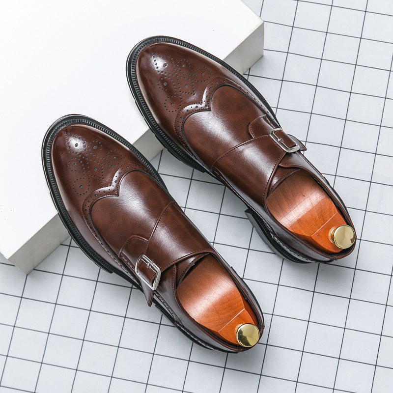 Eliana | Stylish Brown Leather Monk Strap Dress Shoes