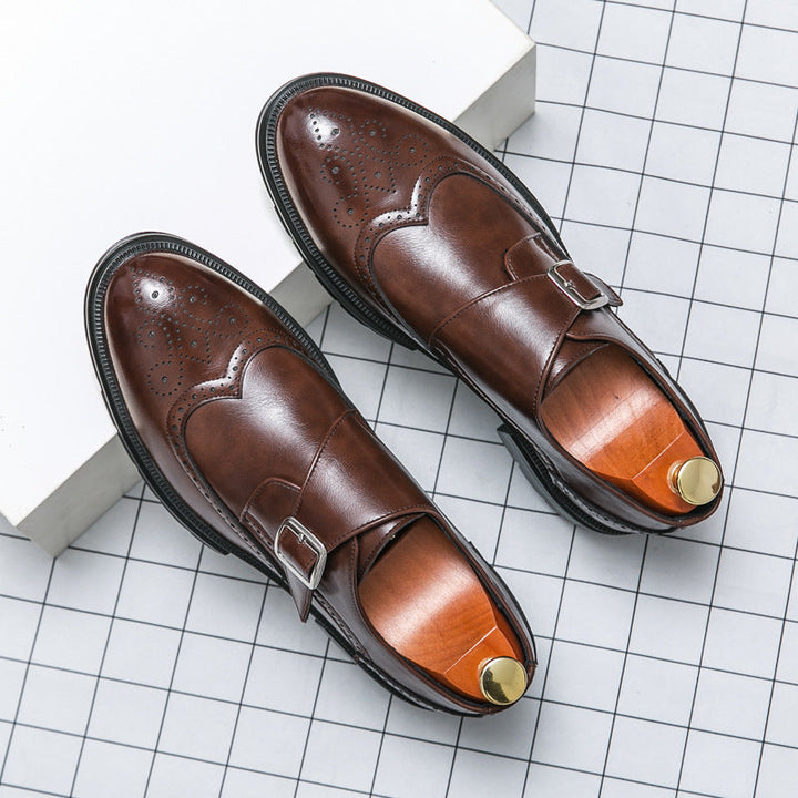 Sterling | Elegant Brown Leather Monk Strap Dress Shoes