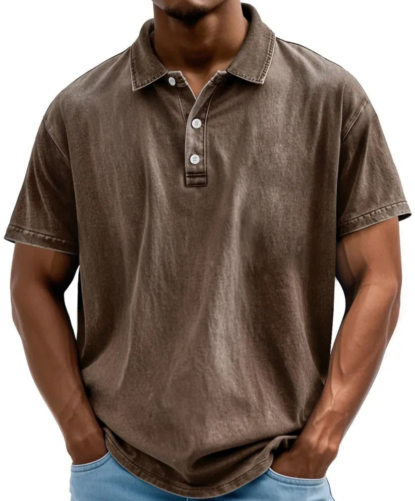 Phoebe | Stylish Men's Washed Vintage Polo Shirt With Short Sleeves