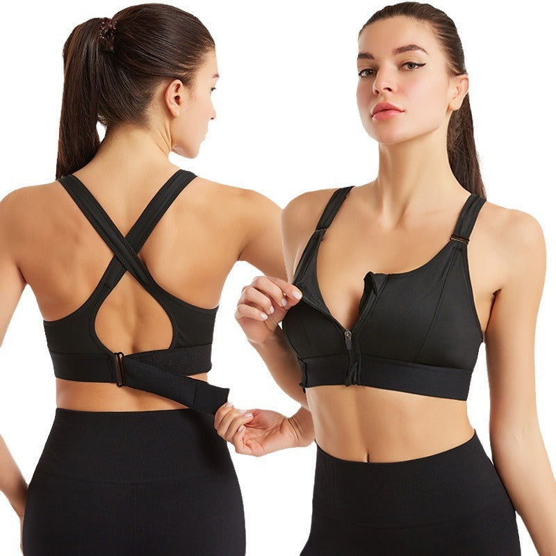 Kaia | Sleek High Support Front Zip Cross Back Sports Bra
