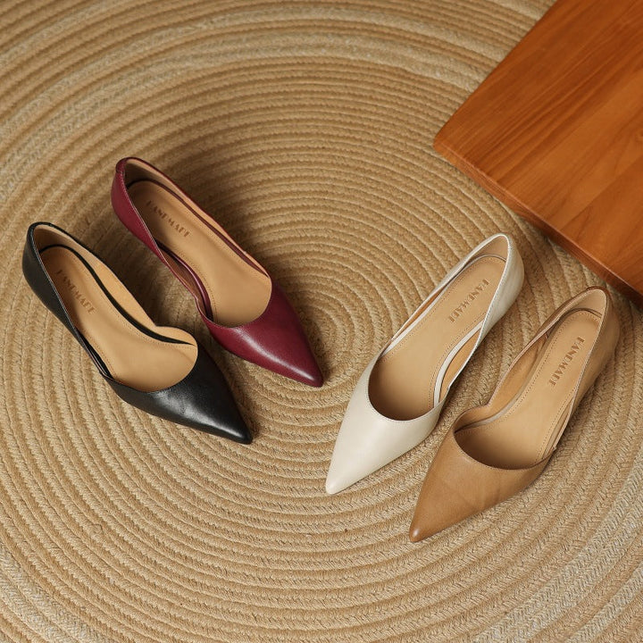Cordelia | Elegant Pointed Toe Kitten Heels In Genuine Leather