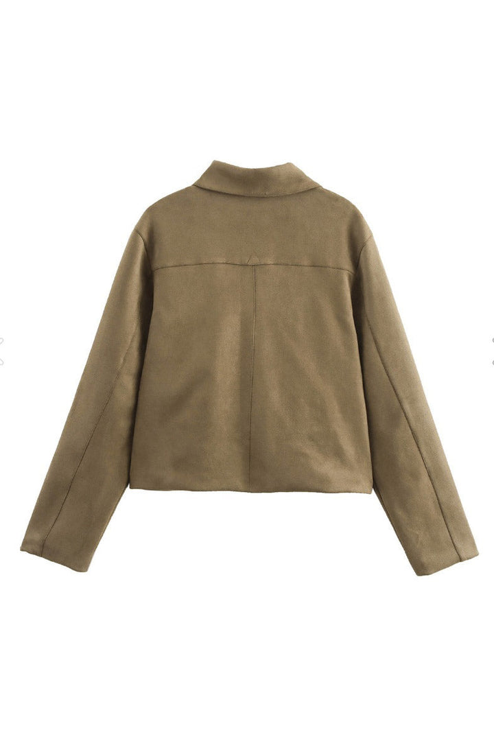 Annalise | Chic Cropped Suede Jacket With Collar & Pockets