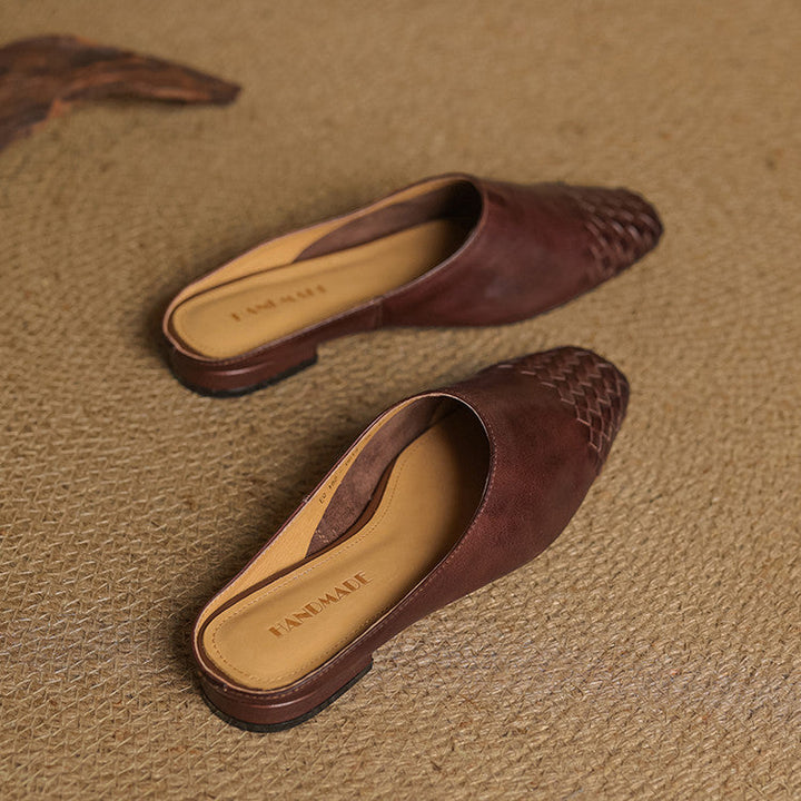 Penelope | Chic Woven Leather Mules With Slip-On Comfort