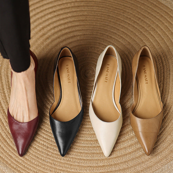 Cordelia | Elegant Pointed Toe Kitten Heels In Genuine Leather