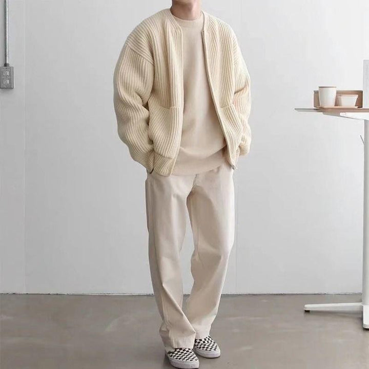 Lorenzo | Oversized Ribbed Open Front Cardigan For Men