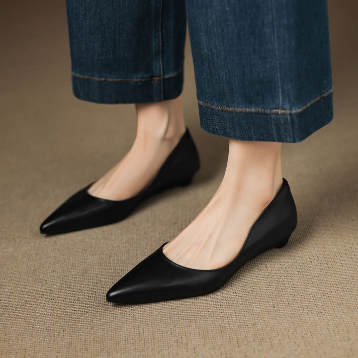 Irella | Elegant Pointed Toe Genuine Leather Flats