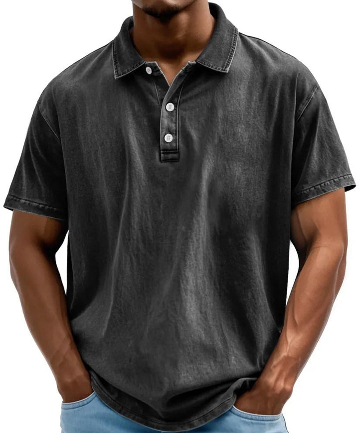 Phoebe | Stylish Men's Washed Vintage Polo Shirt With Short Sleeves