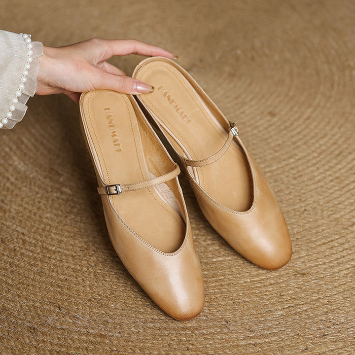 Margot | Elegant Brown Leather Mary Jane Mules With Cushioned Sole